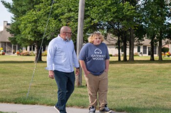 Kiley and Resident Walking Square